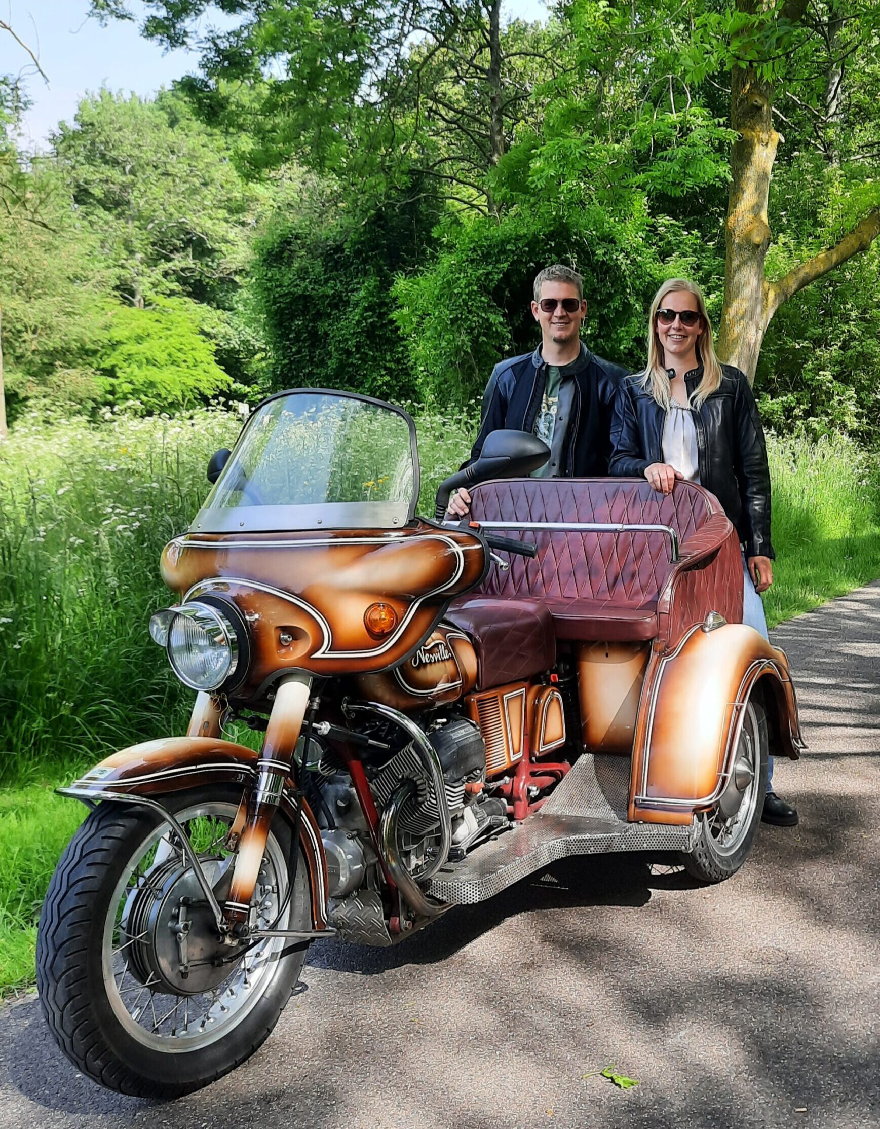Motor trike eigenaren Bram Brandsen Bojoura Brandsen verhuur bruiloft